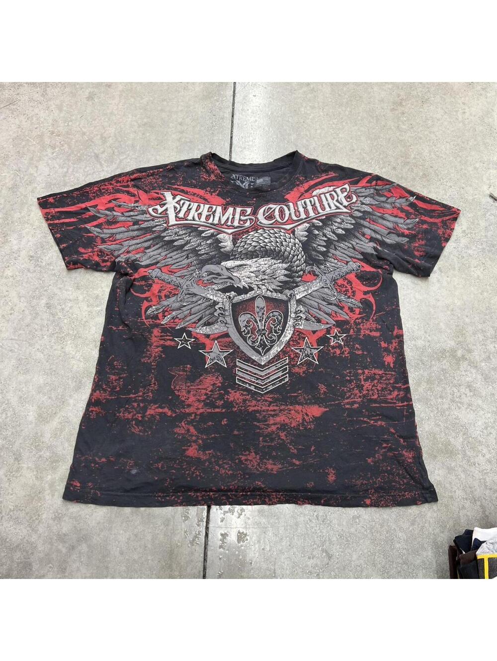 vintage xtreme couture by affliction all over print eagle shirt size xl